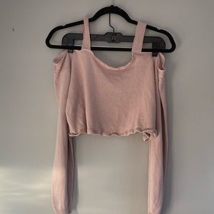 pink off the shoulder shirt